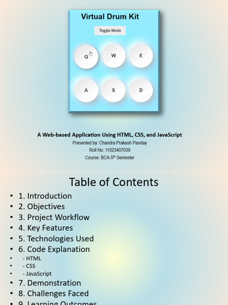 Interactive Virtual Drum Kit App | PDF | Java Script | Computer Keyboard
