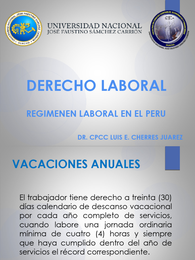 Derechos Laborales y Vacaciones en Perú | PDF | Salario | Derecho laboral