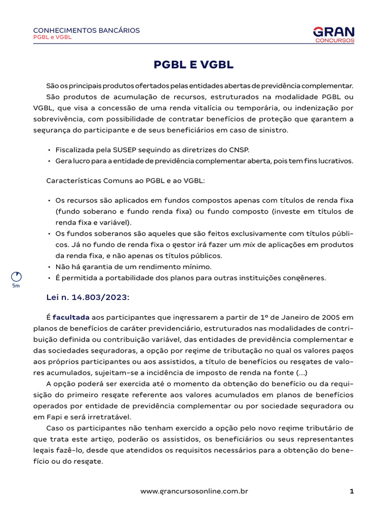 PGBL e VGBL: Tributação e Características | PDF | Impostos | Fundo de ...