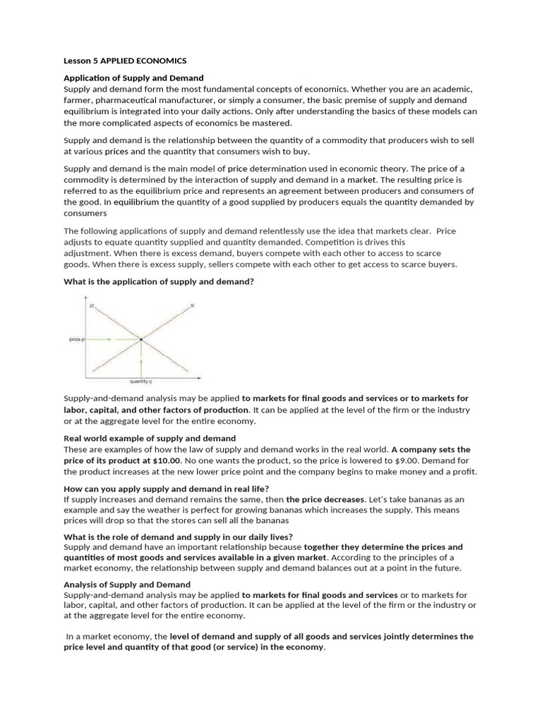 Applications of Supply and Demand in Economics | PDF | Supply And ...