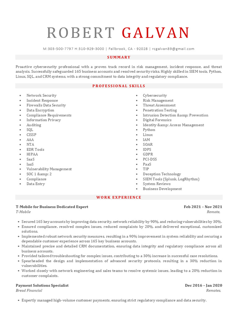 Cybersecurity Professional Profile | PDF | Security | Computer Security