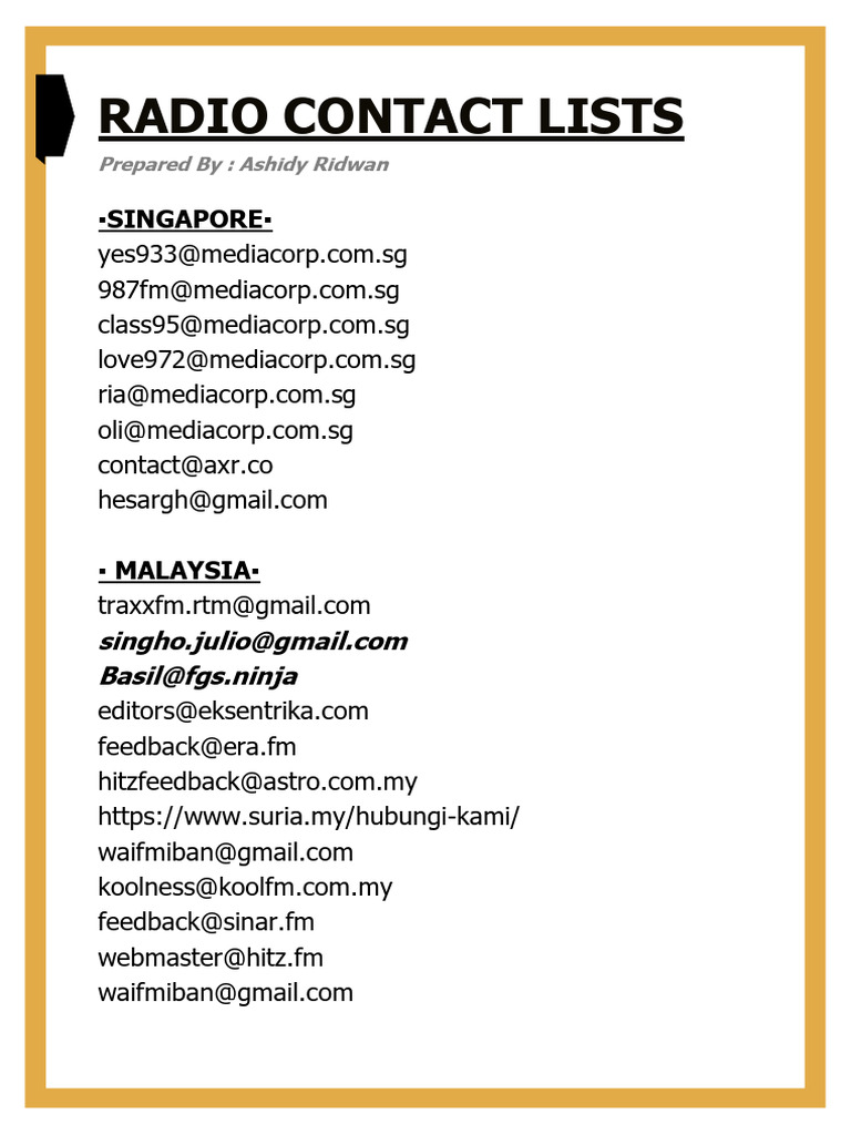 Global Radio Contact Directory | PDF