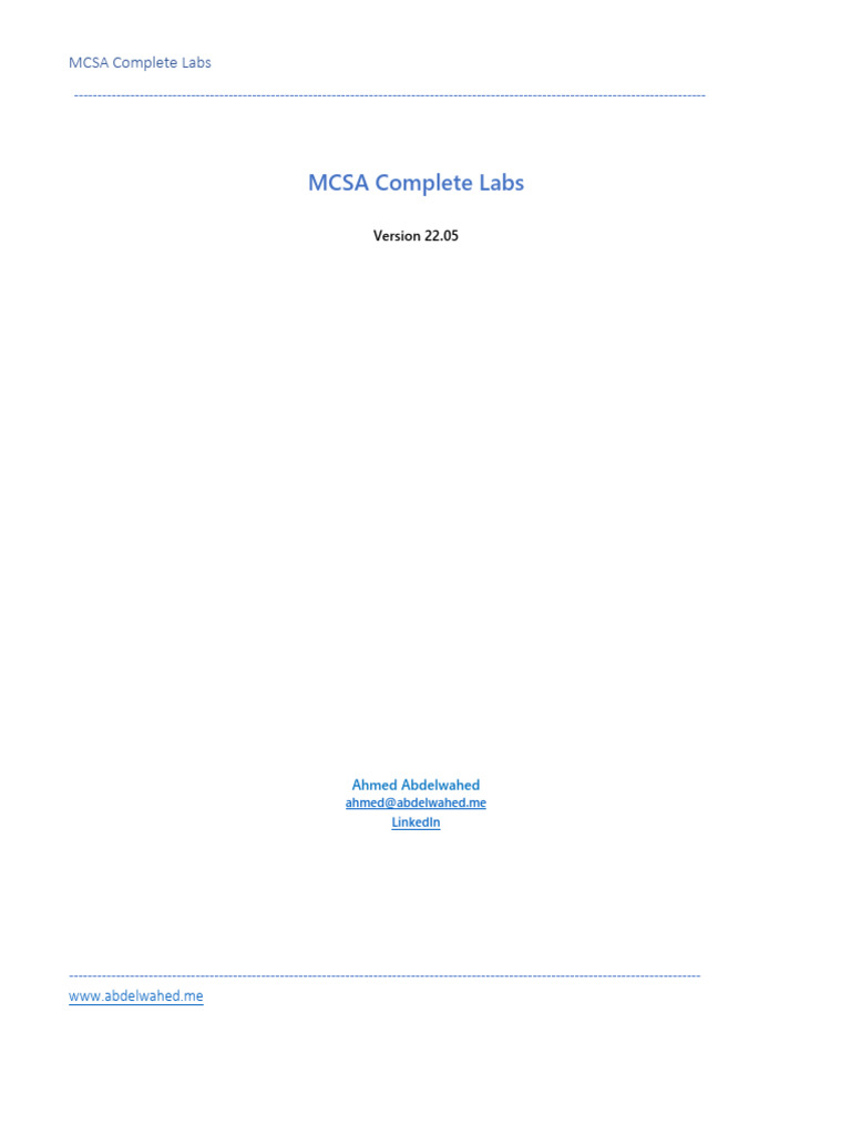MCSA Active Directory Lab Guide | PDF | Active Directory | Internet ...