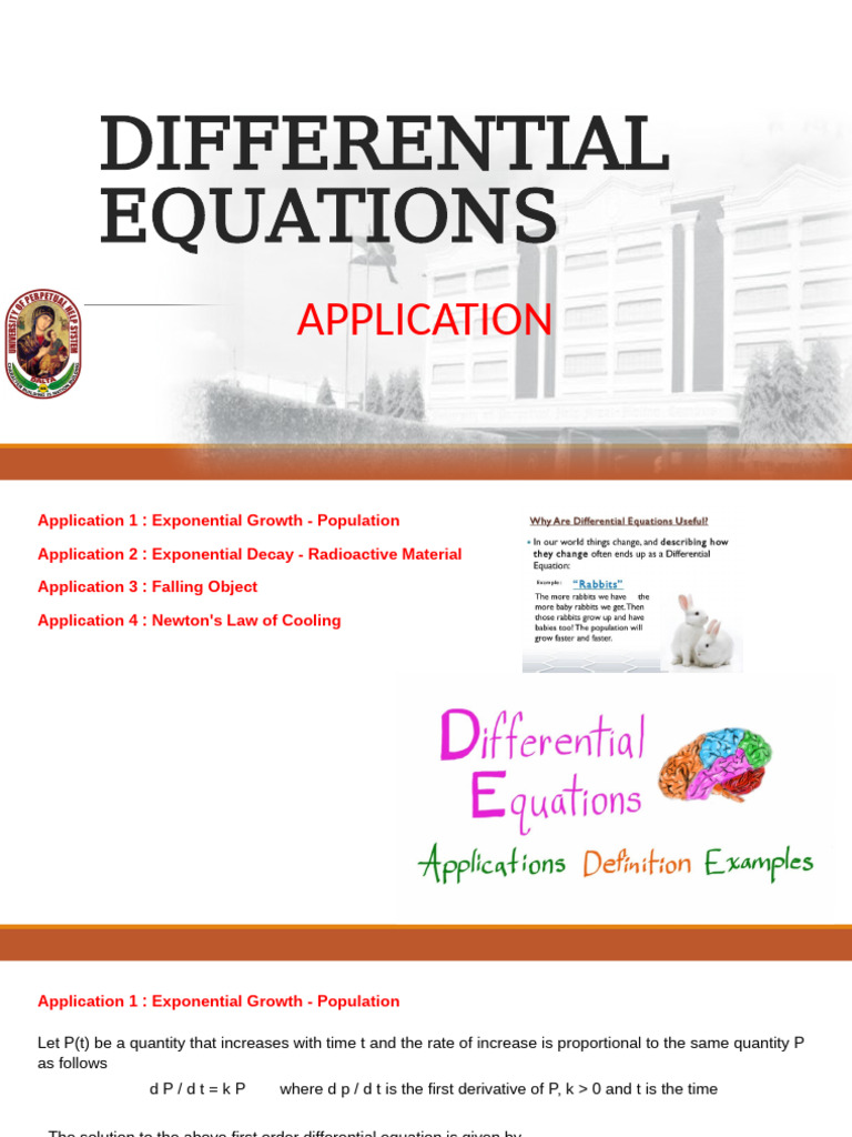 Differential Equations Applications Guide | PDF | Newton's Law Of ...