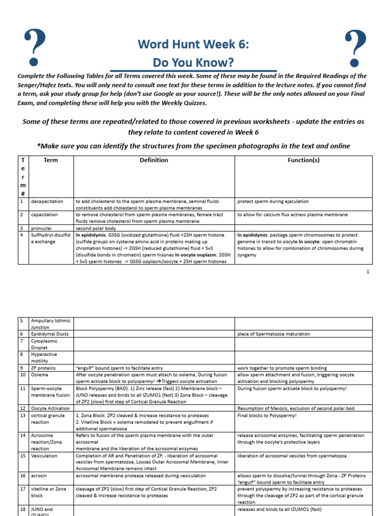 Week 6 worksheet.docx | PDF | Embryo | Reproduction
