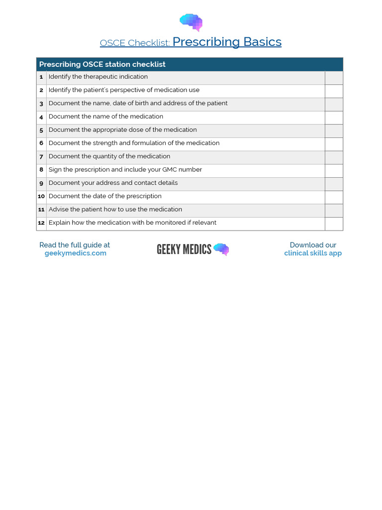 OSCE-Checklist-Prescribing-Basics | PDF