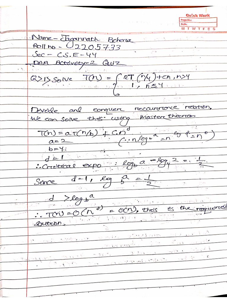 DAA Theory Activity 2 | PDF