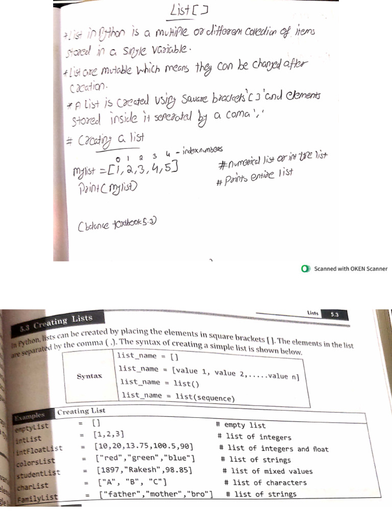 ch 5 list in python | PDF