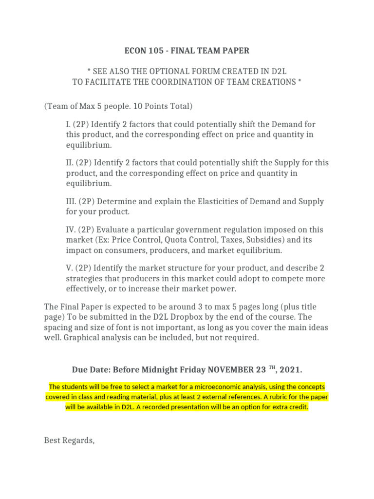 Econ 105 Fq2021 Final Project Pdf Demand Supply Economics