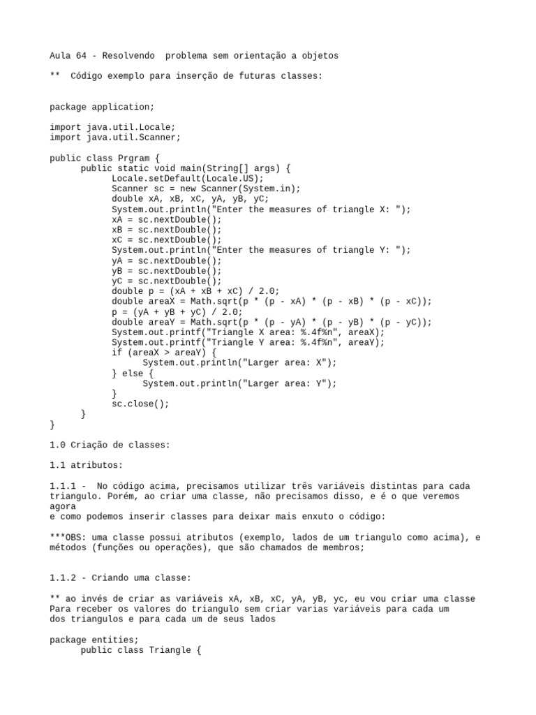 03 -Introdução a java orientado a objetos | PDF | Classe (programação ...