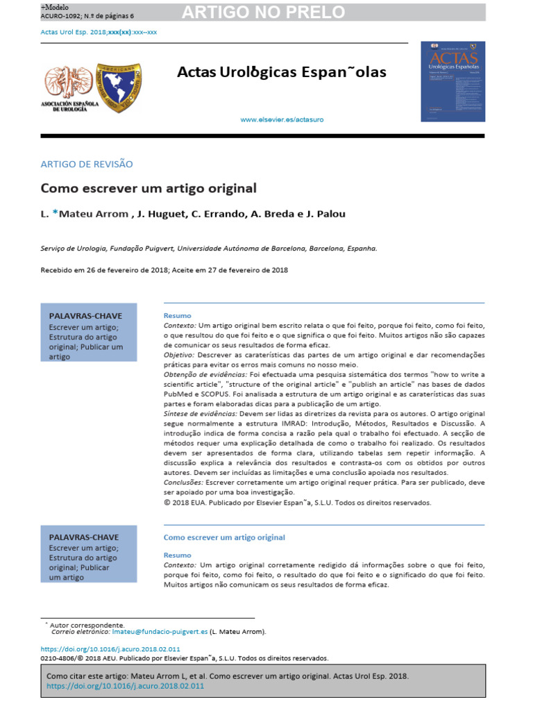 Guia para Escrever Artigo Original | PDF | Publicações acadêmicas ...