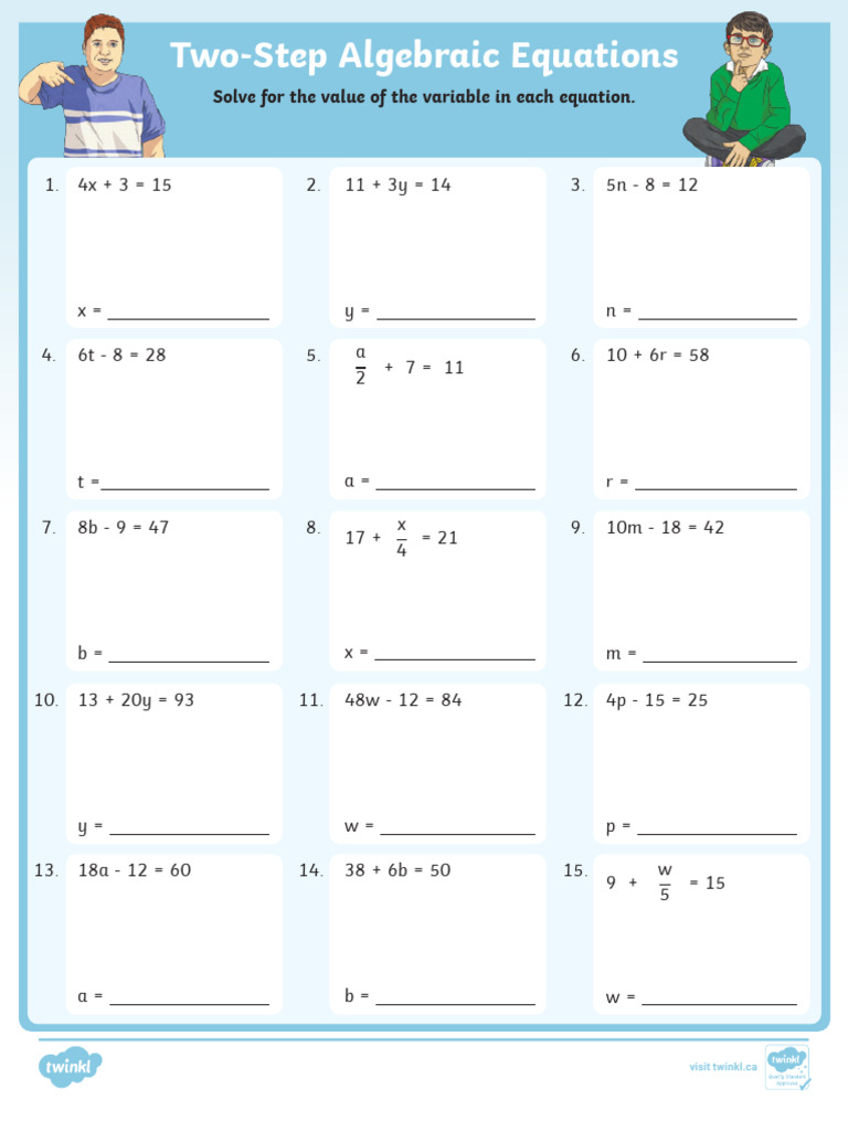 Solve Two-Step Algebraic Equations | PDF