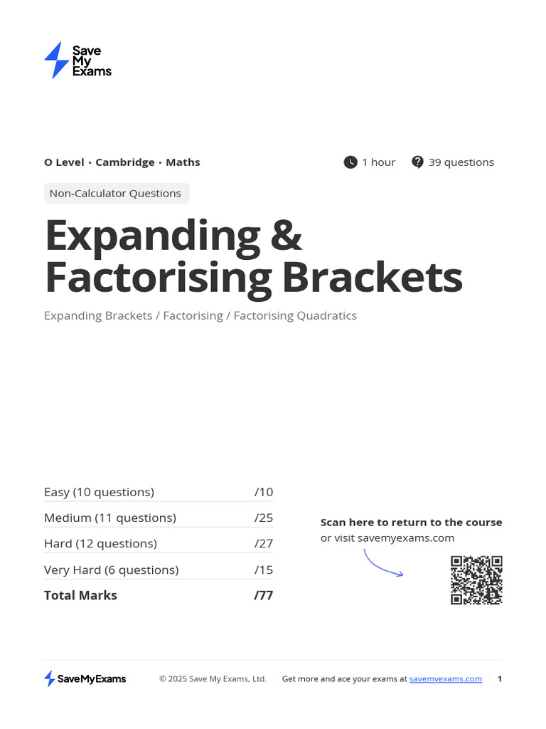 O Level Maths: Expanding & Factorising | PDF