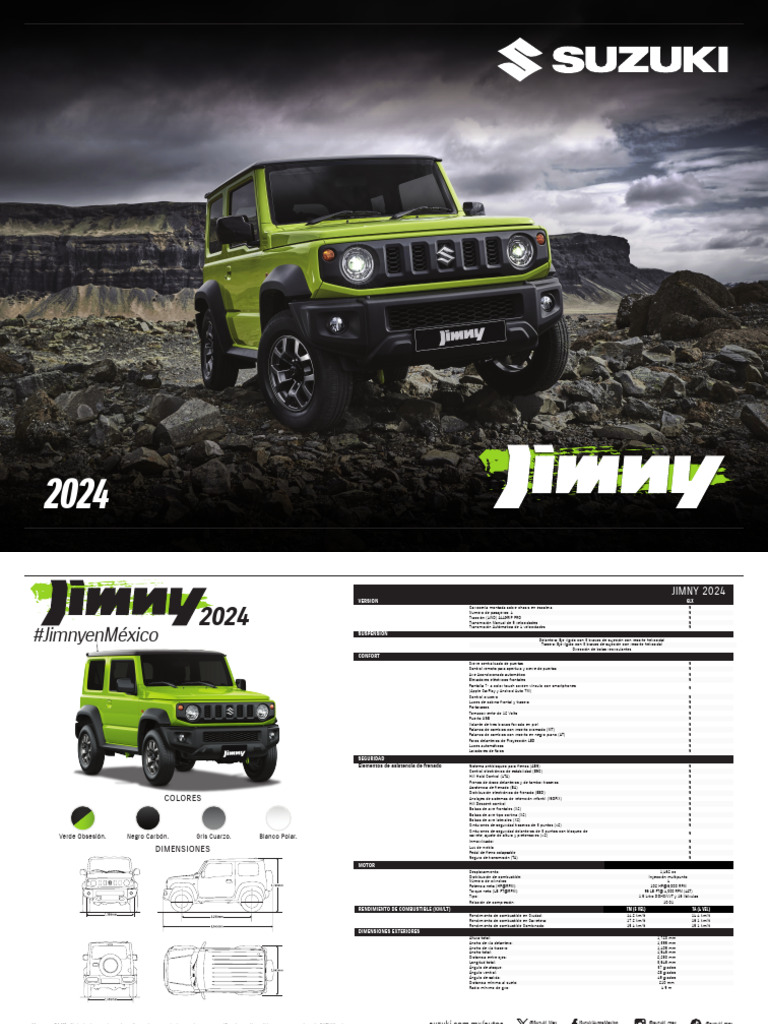 Ficha Técnica Suzuki Jimny 2024 | PDF | Estilos de carrocería | Vehículos
