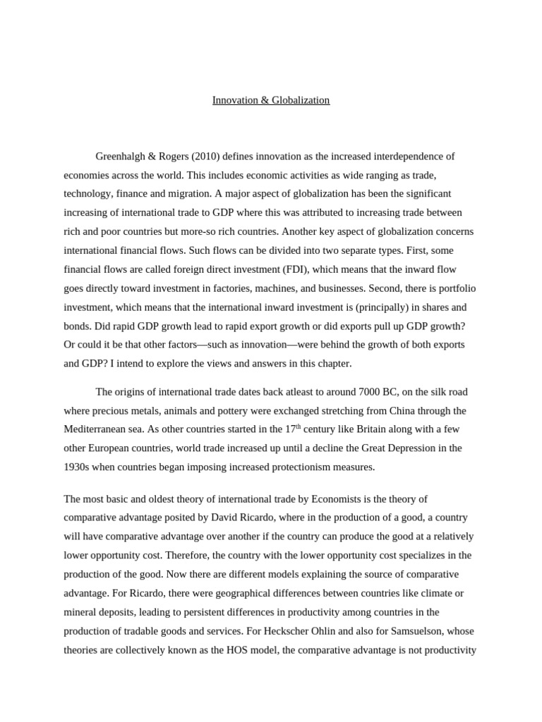 Innovation and Globalization Dynamics | PDF | Globalization | Economic ...