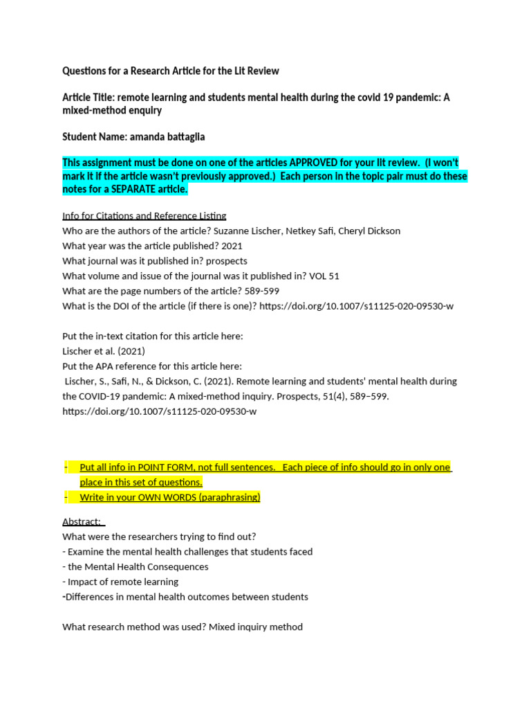 article notes | PDF | Anxiety | Psychology