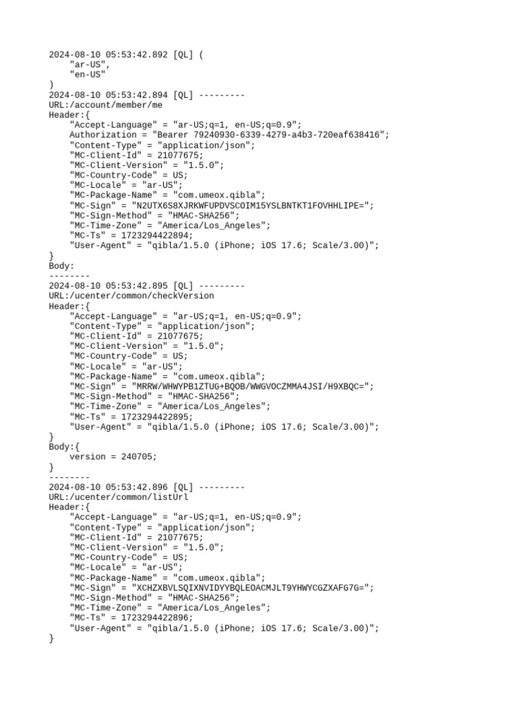 Qibla App API Requests Overview | PDF | Ios | Apple Inc.