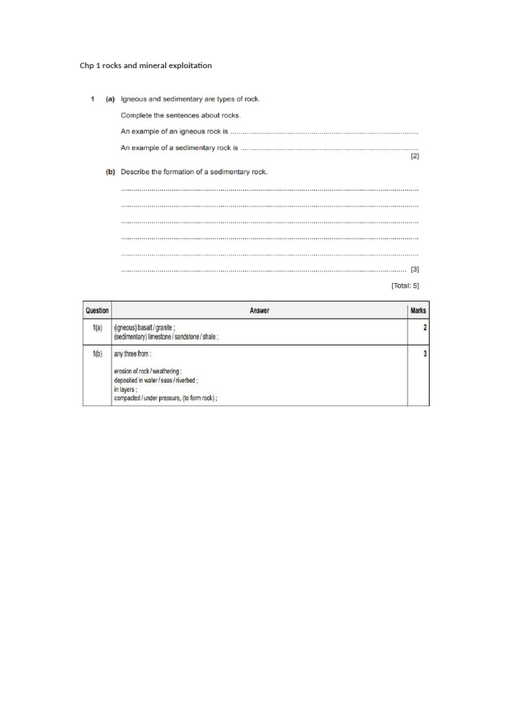 CHP 1 Rocks and Mineral Exploitation | PDF