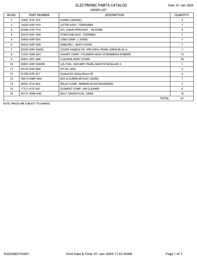 Order Report | PDF