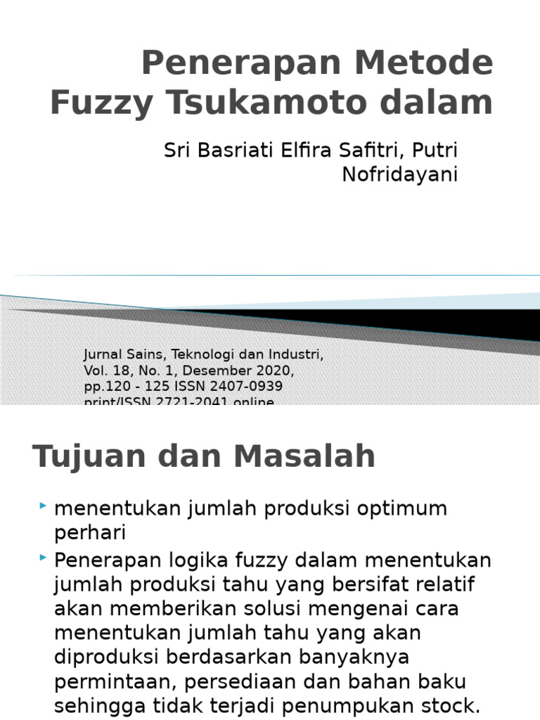 Penerapan Fuzzy Tsukamoto untuk Produksi Tahu | PDF