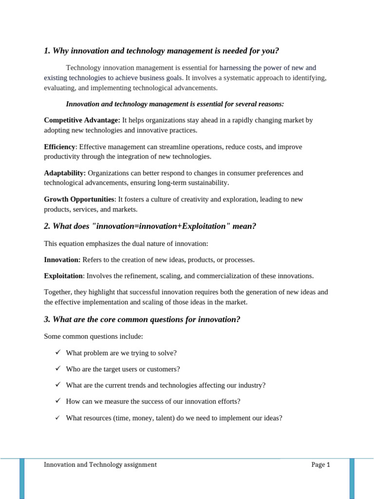 Innovation and Technology Management Guide | PDF | Innovation | Creativity