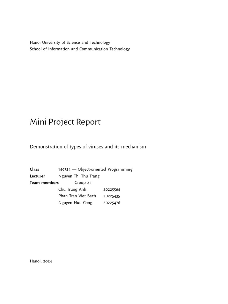 OOP Mini Project | PDF | Virus | Class (Computer Programming)