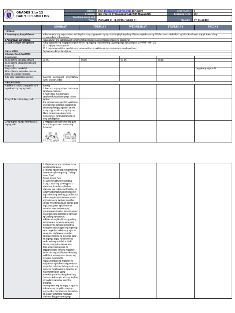 DLL - Esp 5 - Q3 - W4 | PDF