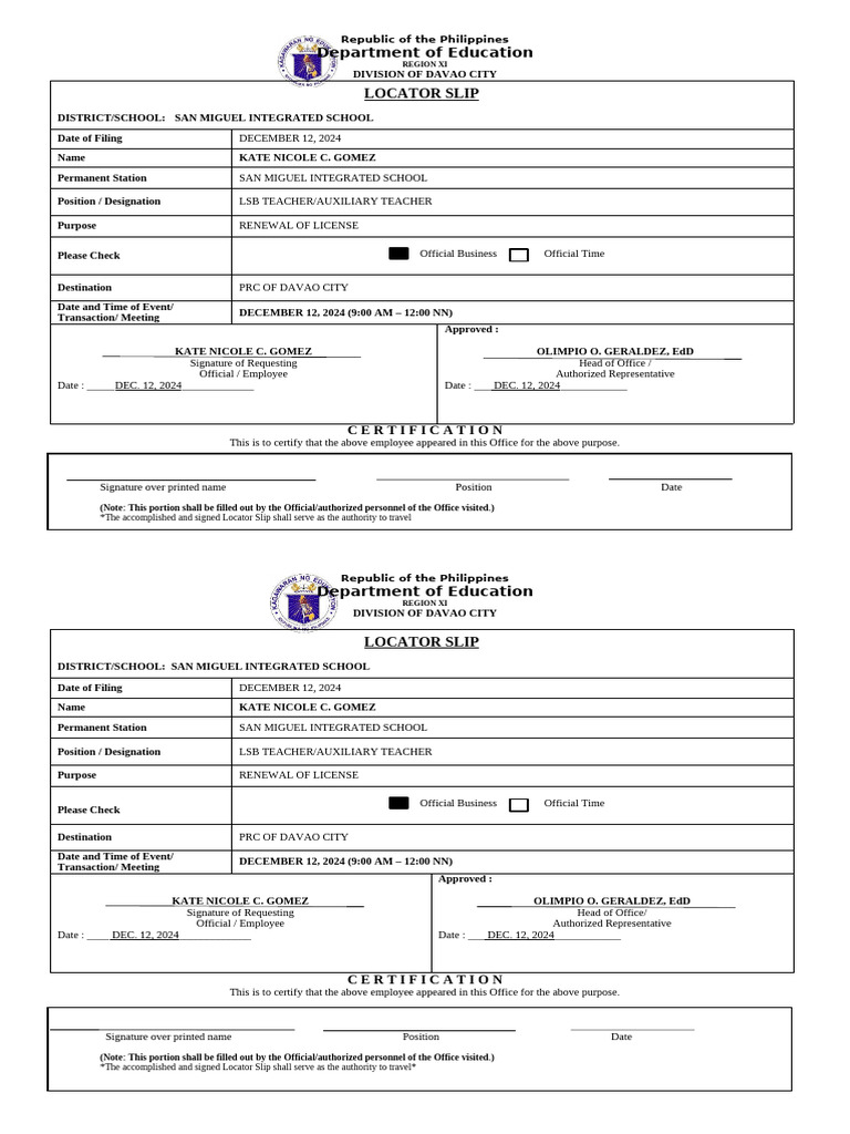 Locator Slip for License Renewal | PDF | Government