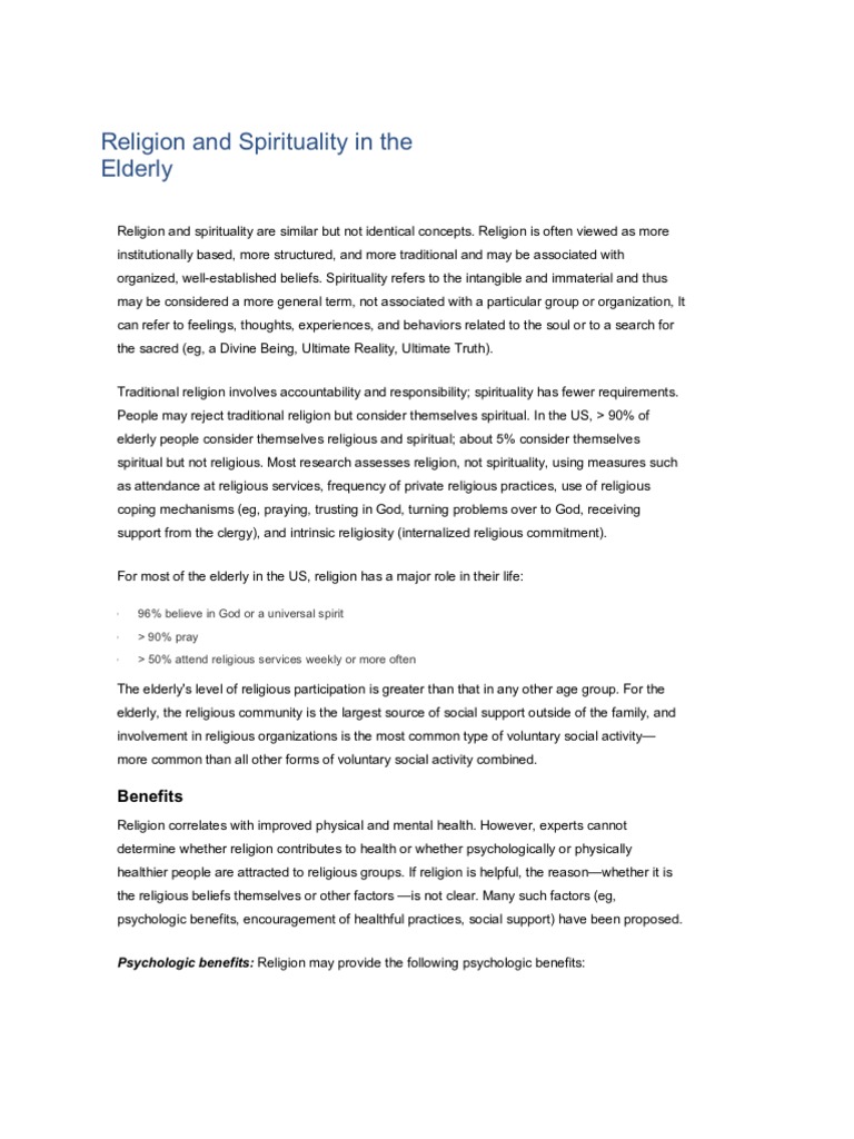 Religion and Spirituality in The Elderly | PDF | Social Support ...