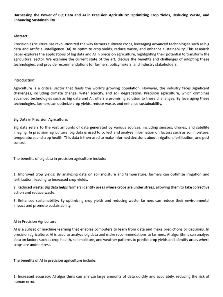 Big Data & AI in Precision Agriculture | PDF | Artificial Intelligence ...