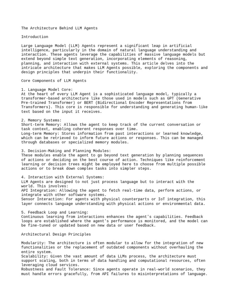 LLM Agent Architecture Explained | PDF | Artificial Intelligence ...