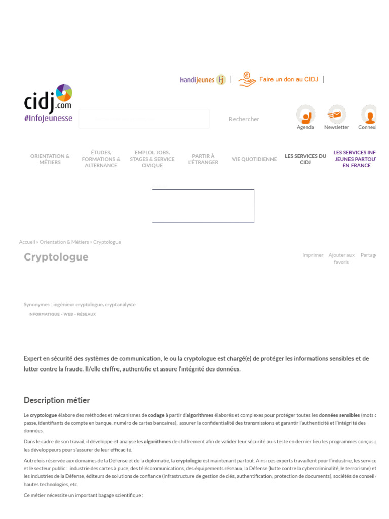 Métier de Cryptologue : Rôle et Formation | PDF | Cryptographie |  Informatique