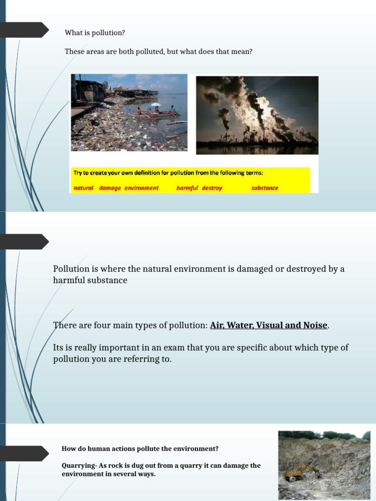 Types and Causes of Pollution Explained | PDF | Pollution | Greenhouse ...