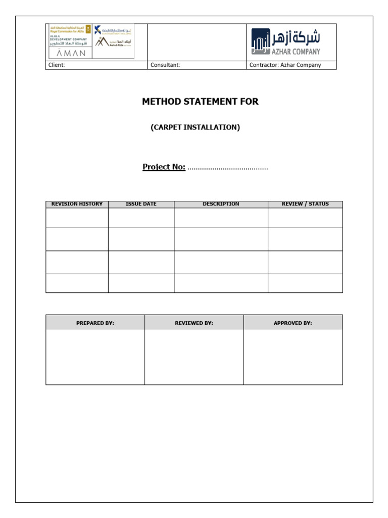 Carpet Installation Method Statement | PDF | Quality Management System ...
