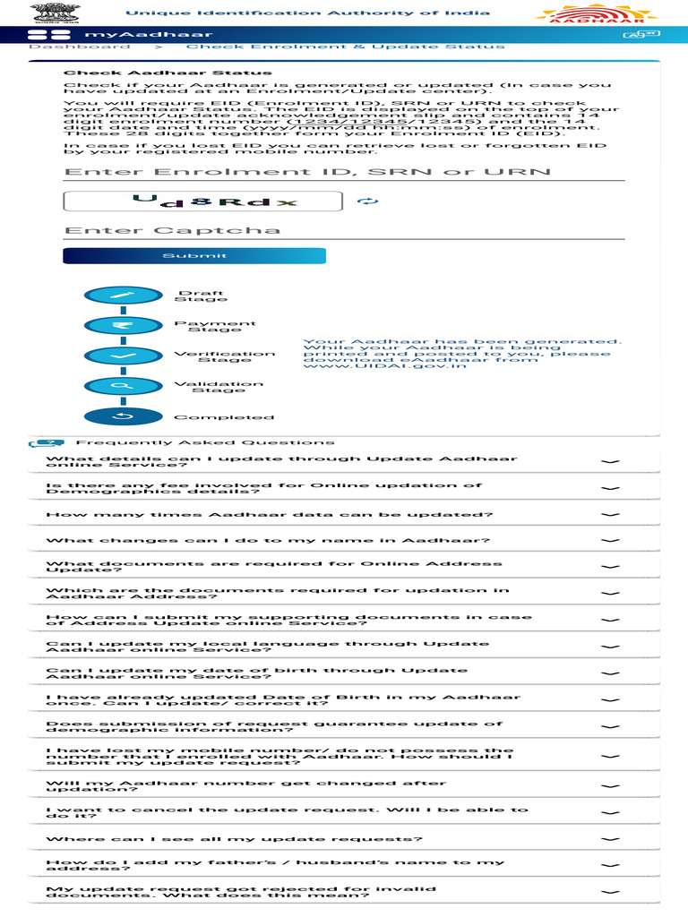 Aadhaar Status Update Instructions | PDF | Applications Of Cryptography ...