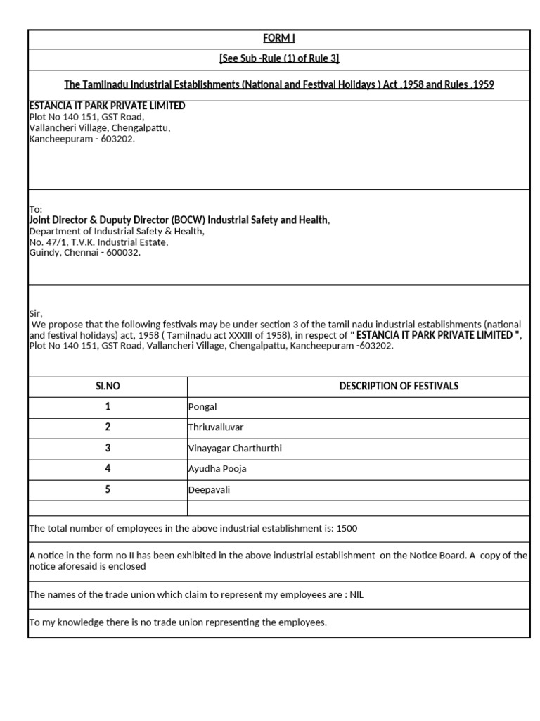 Tamil Nadu National Holidays Form V | PDF | Tamil Nadu | Hindu Worship