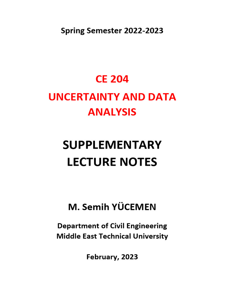 Ce 204 Lecture Notes_spring 2022-2023 | PDF | Risk | Statistics