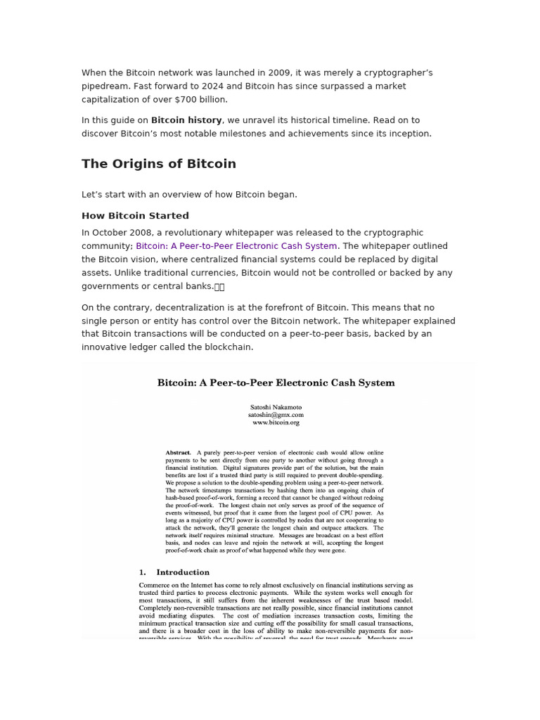 Bitcoin History | PDF | Bitcoin | Cryptocurrency