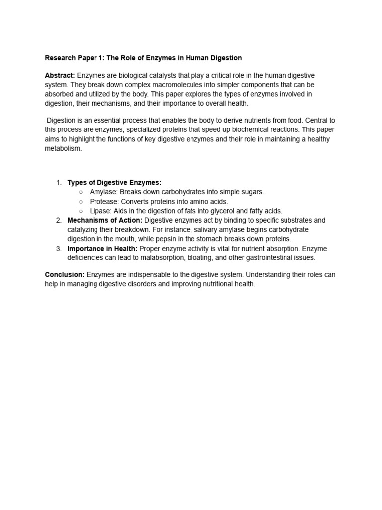 Enzymes in Human Digestion Explained | PDF