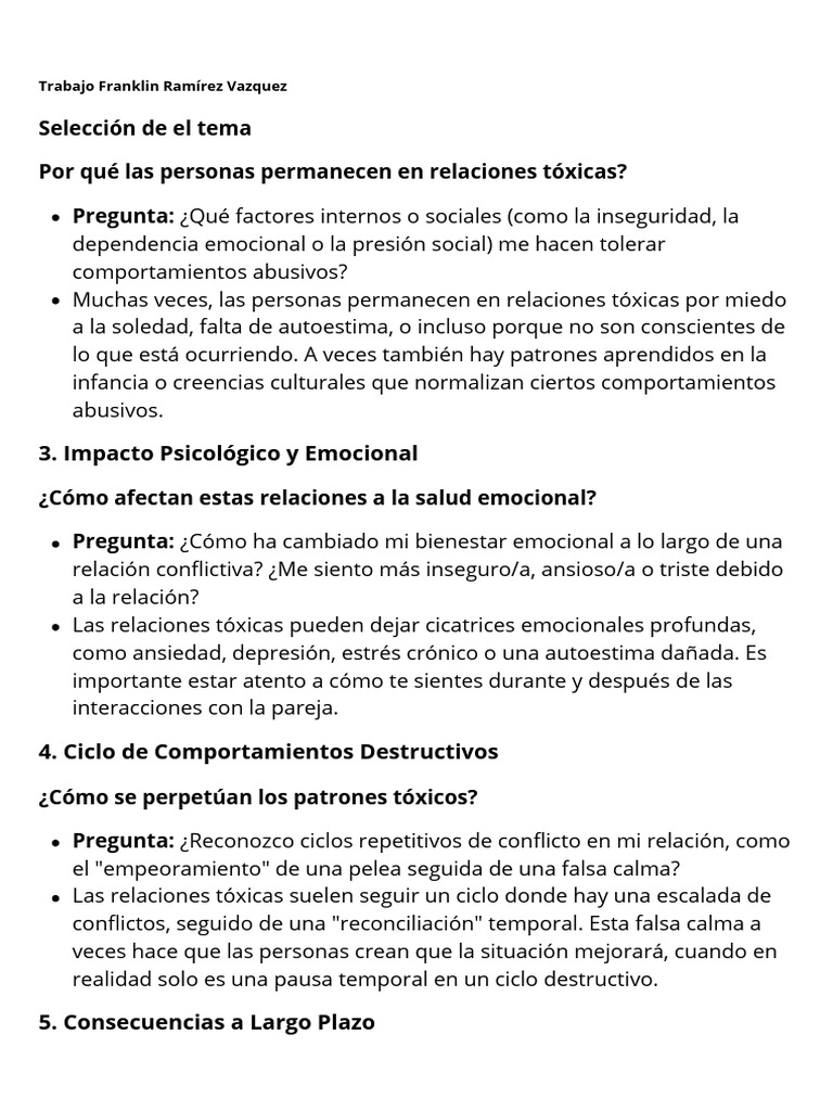 Relaciones Tóxicas: Impacto y Soluciones | PDF | Las emociones | Sicología