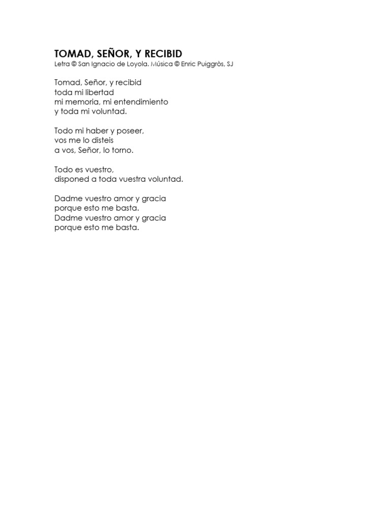 Tomad, Señor, y Recibid: Letra y Acordes | PDF