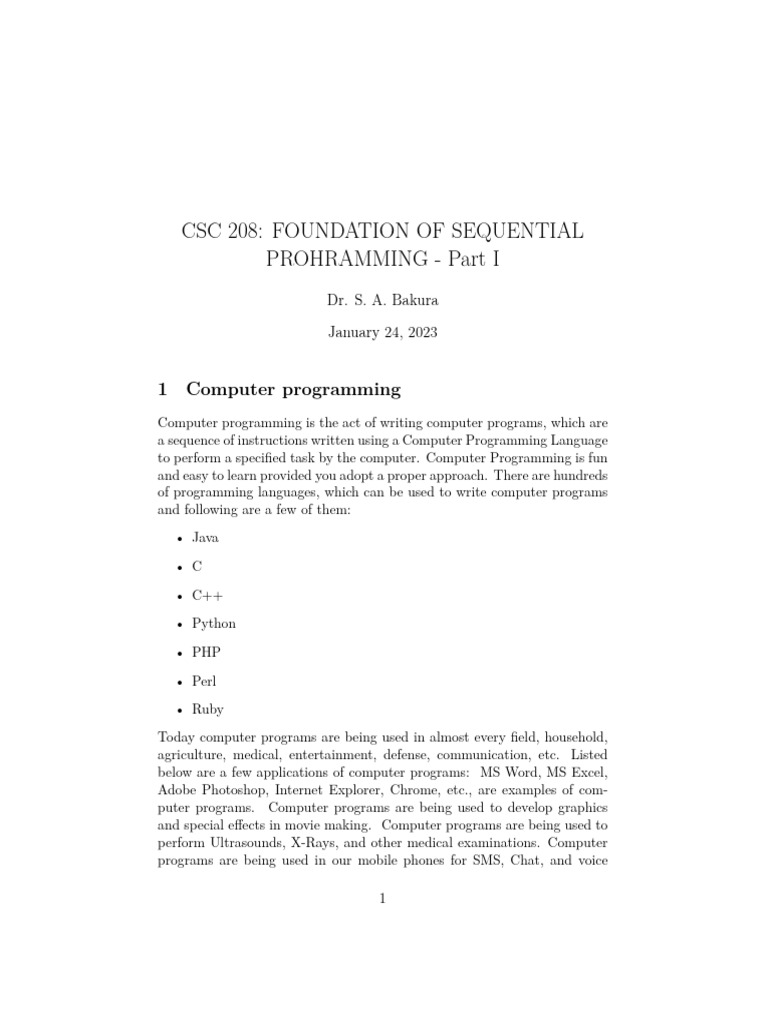 CSC 208 NOTE-1 | PDF | Assembly Language | Central Processing Unit