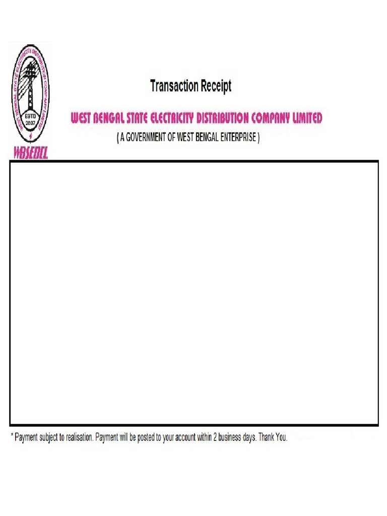 Electricity bill payment receipt pdf