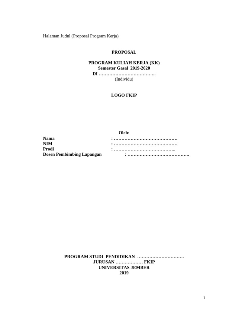 Proposal Program Kerja Kuliah Kerja | PDF