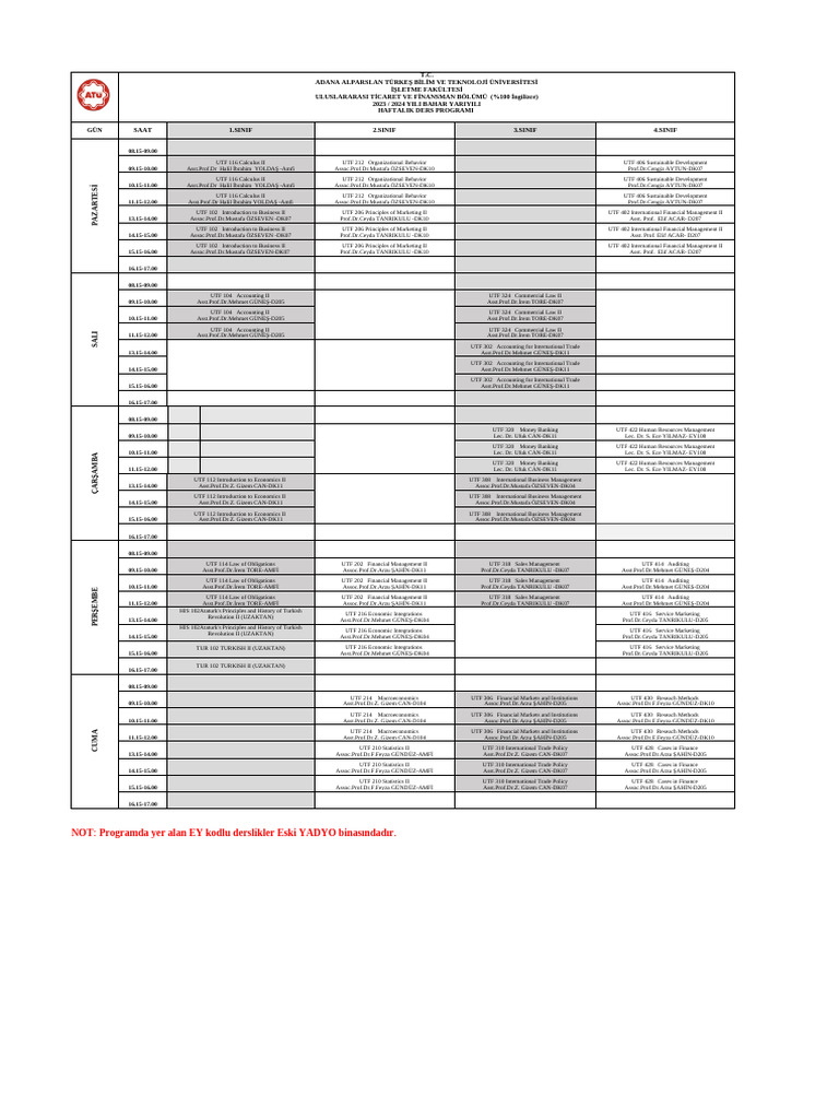2023-2024 Spring Course Schedule | PDF | Business | Economies