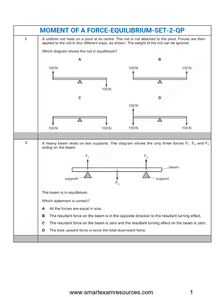 1.5.3 Turning Effect of Forces Set 2 QP | PDF