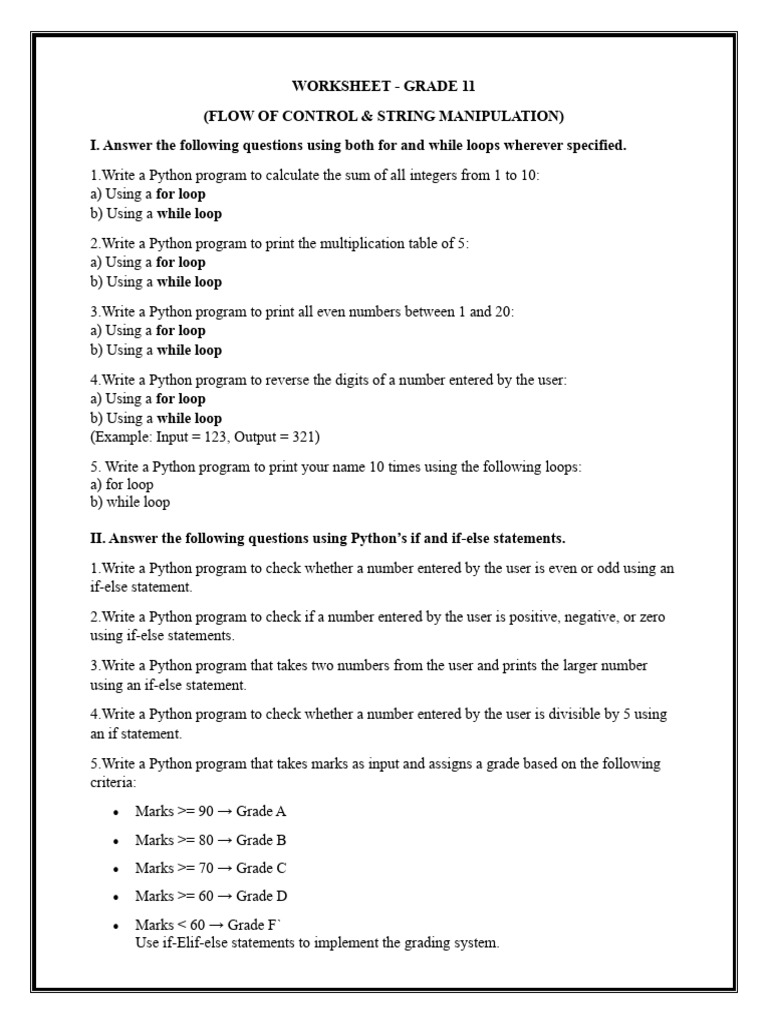 GRADE 11 CS | PDF | Control Flow | Letter Case