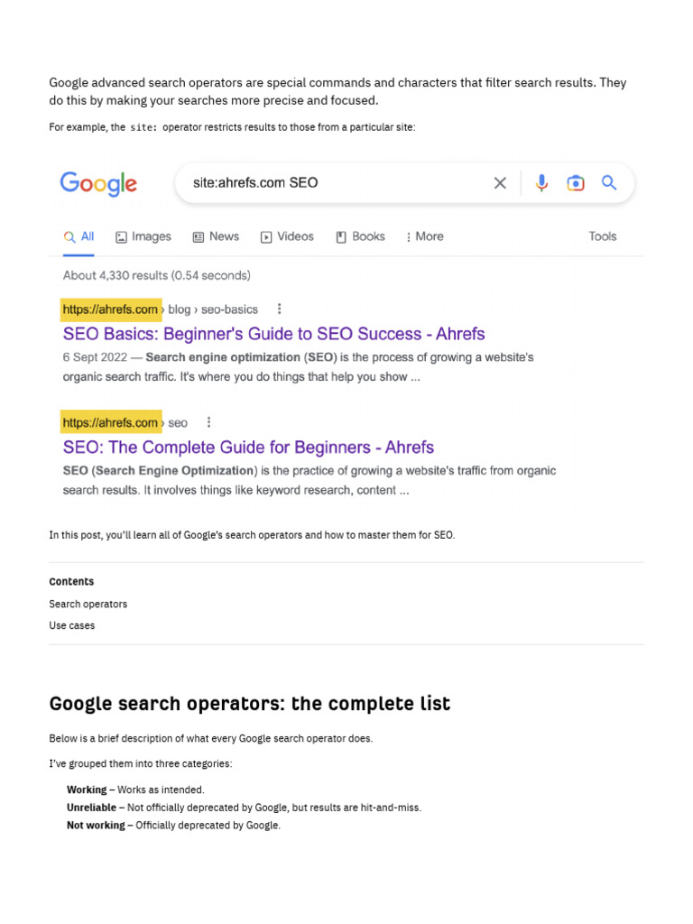 Google Search Operators - The Complete List (44 Advanced Operators ...