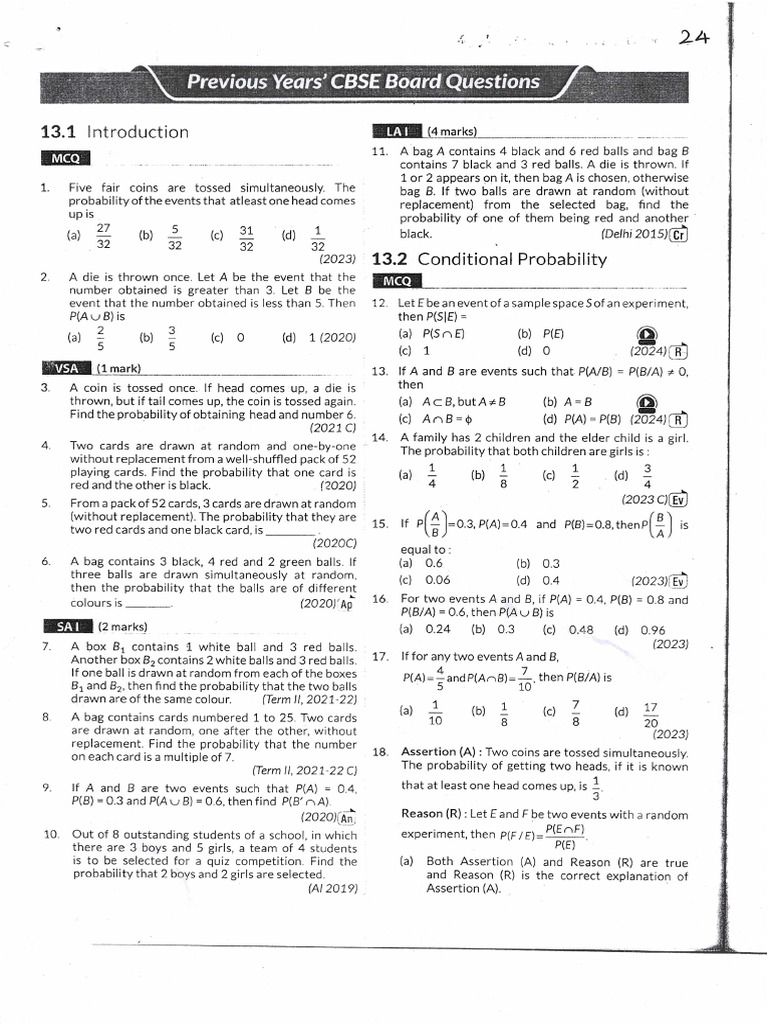 Maths Probability Questions Pdf