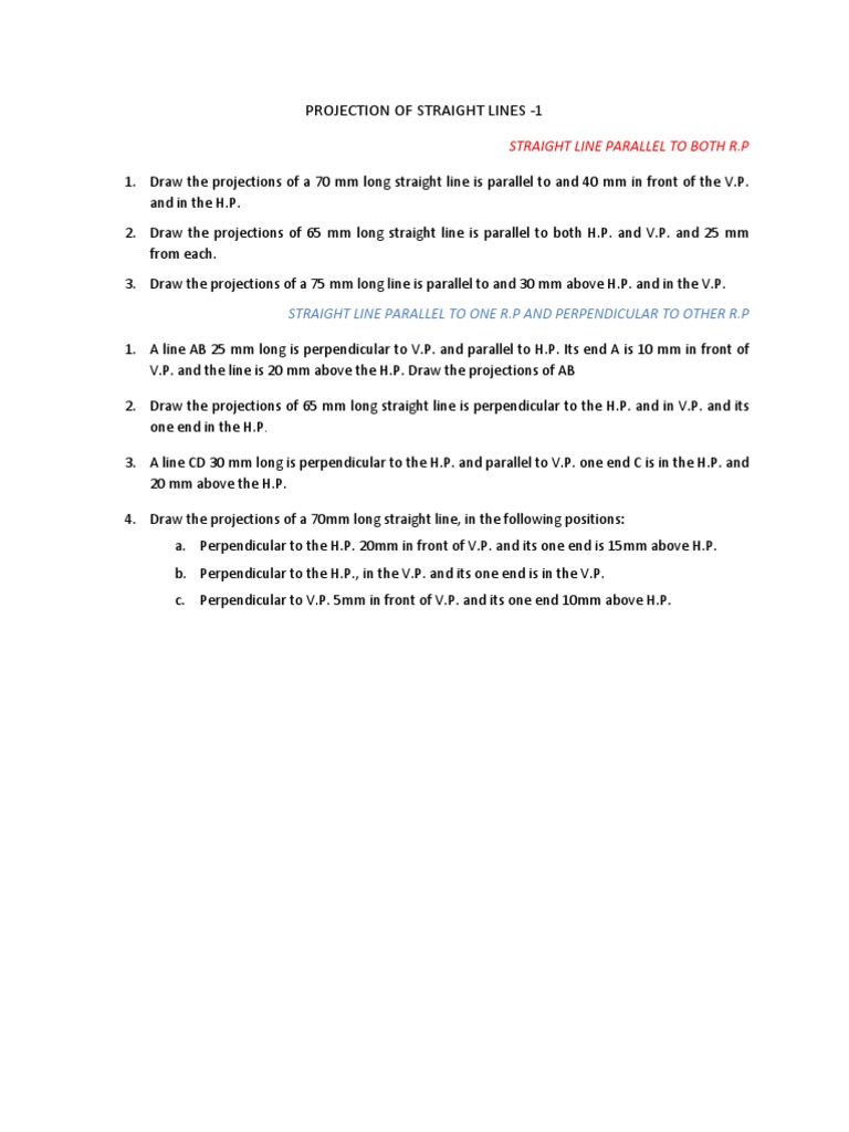 Projections of Straight Lines in Engineering | PDF | Line (Geometry ...